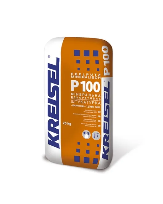 Р100 1,5мм Штукатурка мінеральна декоративна "Баранець" 25кг КREISEL Р100 1,5мм Штукатурка мінеральна декоративна "Баранець" 25кг КREISEL