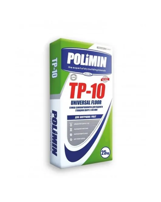 Polimin TP-10 UNIVERSAL FLOOR Смесь самовыравнивающаяся для пола (3-100 мм) 25 кг Polimin TP-10 UNIVERSAL FLOOR Смесь самовыравнивающаяся для пола (3-100 мм) 25 кг