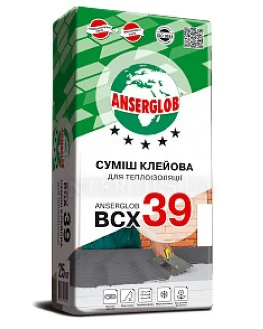 Суміш клейова для теплоізоляції ANSERGLOB BCX 39, 25 кг Суміш клейова для теплоізоляції ANSERGLOB BCX 39, 25 кг