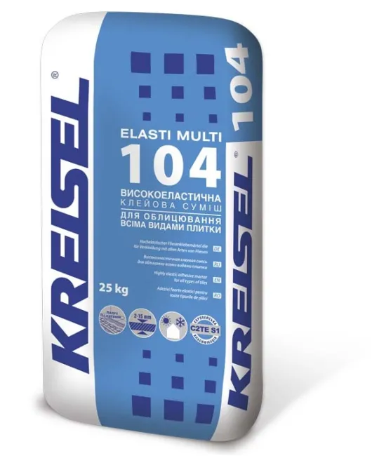Клей для плитки еластичний 104 Elasti Multi Кreisel (25кг) Клей для плитки еластичний 104 Elasti Multi Кreisel (25кг)