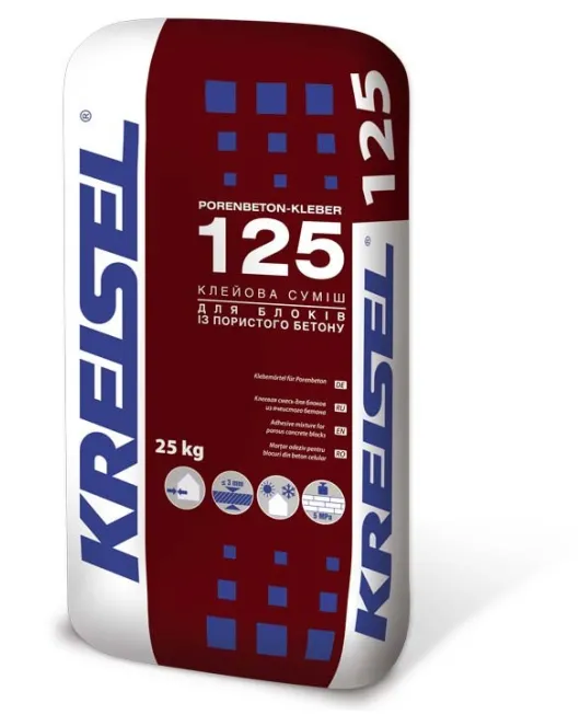 125 Porenbtonkleber (25 кг.) КREISEL -Кладочна суміш для керамоблоків 125 Porenbtonkleber (25 кг.) КREISEL -Кладочна суміш для керамоблоків