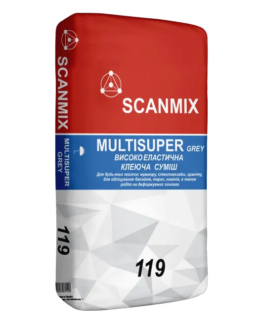 119 SCANMIX MULTISUPER GR (25кг) Клей для плитки високоеластичний 119 SCANMIX MULTISUPER GR (25кг) Клей для плитки високоеластичний