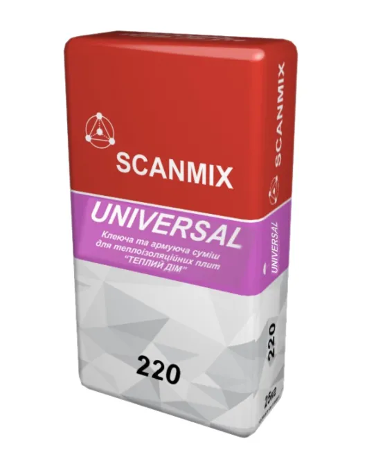 Суміш клейова та армувальна 220 SCANMIX UNIVERSAL (25кг) Суміш клейова та армувальна 220 SCANMIX UNIVERSAL (25кг)
