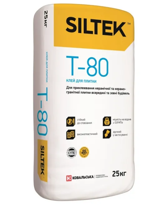 Клей для плитки T-80 (25 кг) SILTEK Клей для плитки T-80 (25 кг) SILTEK