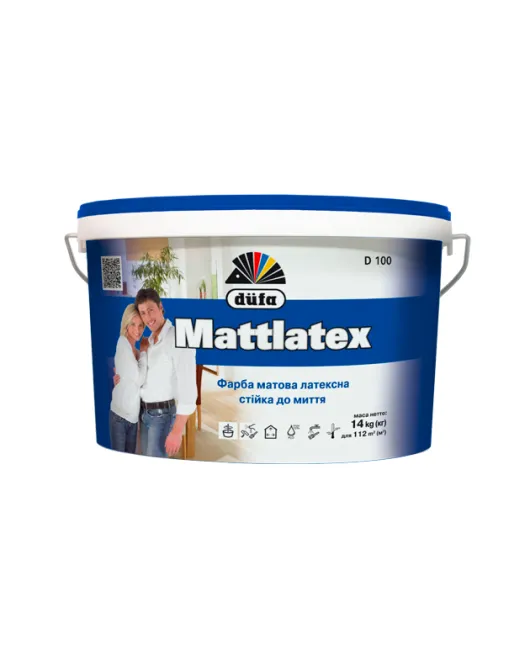 Фарба Dufa Mattlatex D100 латексна вологостійка, 14кг Фарба Dufa Mattlatex D100 латексна вологостійка, 14кг